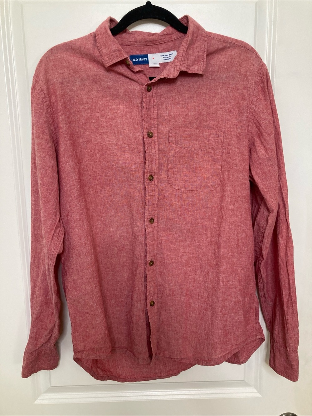 Old Navy Men’s Long Sleeve Linen Blend Everyday Shirt Red Size M